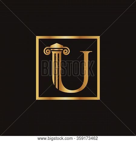 Attorney & Law Letter U Logo With Creative Modern Rectangular Vector Template. Law Business Letter U