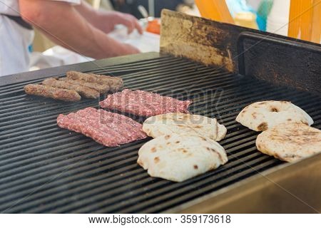 Delicious Minced Meat Cevapcici On A Grill.