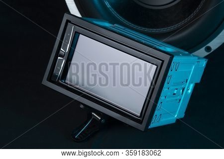 Car Audio System On A Black Background.subwoofer.