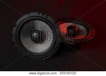 Car Audio System On A Black Background.subwoofer.
