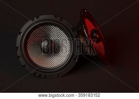 Car Audio System On A Black Background.subwoofer.