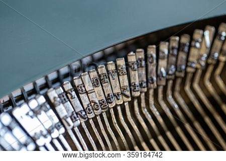 Close Up Of Old Fashioned Vintage Typewriter Typebars