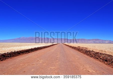 The Path That Crosses The Arizaro Salt Flat Towards Caipe And Socompa, Salta, Argentina