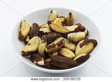 Amazon Nuts Isolated On White Background. Stusio Shot