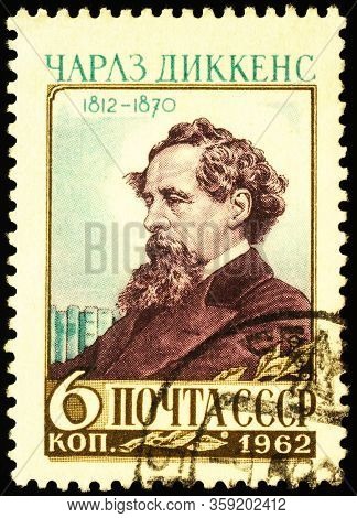 Moscow, Russia - April 03, 2020: Stamp Printed In Ussr (russia) Shows Portrait Of Charles John Huffa