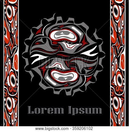 Vector Illustration Of The Sun Symbol. Modern Stylization Of North American And Canadian Native Art 