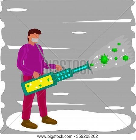 Illustrations Of Disinfectants Fogging To Kill Insects And Corona Virus