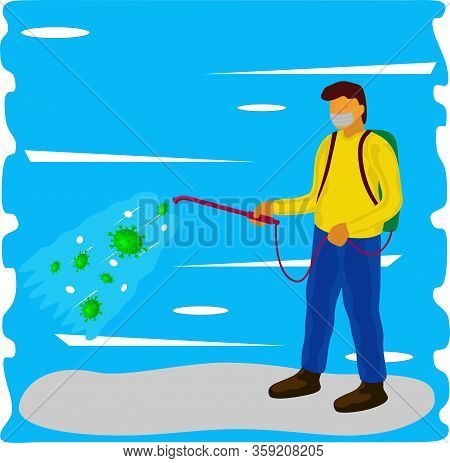 Illustrations Of Disinfectants Sprayed To Kill Insects And Corona Virus