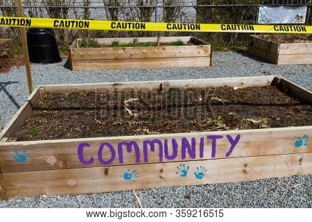 Community Garden Closed And Caution Taped Off Due To Covid-19