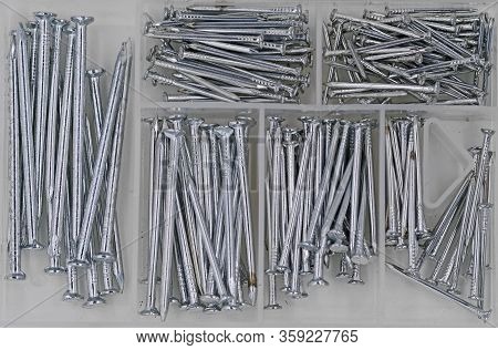 Top View Of A Sortiment Of Galvanized Nails