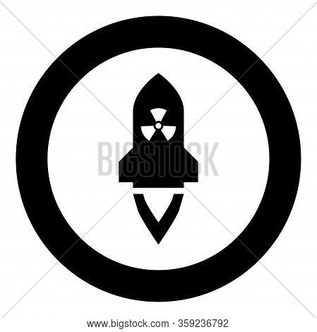 Atomic Rocket Flying Nuclear Missile Weapons Radioactive Bomb Military Concept Icon In Circle Round 