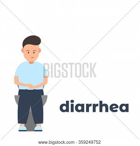 Vector Icon Of A Character Having Diarrhea Because Of The Infection. It Represents A Concept Of Medi