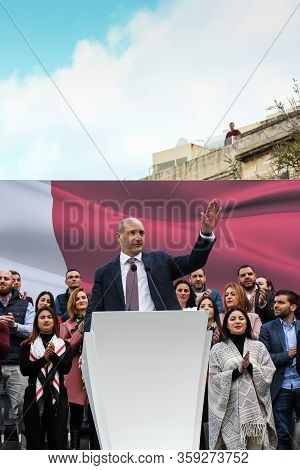 Cospicua / Malta - 19-january-2020 Robert Abela Gives Speech To The People Of Cospicua For The First
