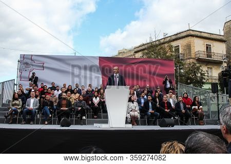 Cospicua / Malta - 19-january-2020 Robert Abela Gives Speech To The People Of Cospicua For The First