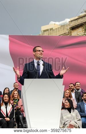 Cospicua / Malta - 19-january-2020 Robert Abela Gives Speech To The People Of Cospicua For The First