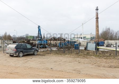 City Cesis, Latvia. Scrap Metal Buying Point. Travel Photo.