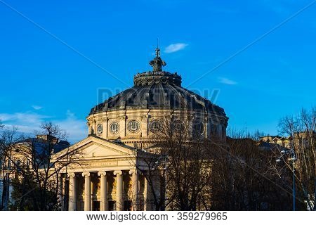 Romanian Athenaeum Or Ateneul Roman, In The Center Of Bucharest Capital Of Romania