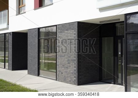 Panoramic Windows Of New Commercial Premises. Commercial Property In Development Standard For Rent.