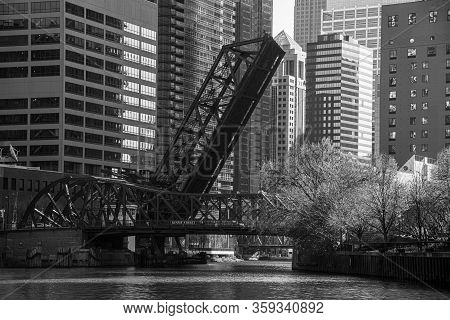 One Of The Many Bridges That Crosses The River In Chicago