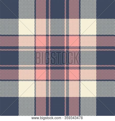 Pixel Background Vector Design. Modern Seamless Pattern Plaid. Square Texture Fabric. Tartan Scottis