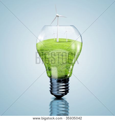 Electric light bulb och vind meels inuti