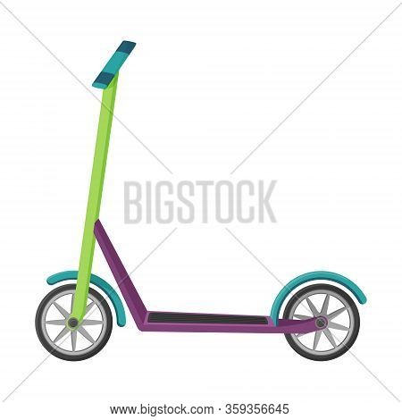 Scooter In A Flat Style. Vector Illustration. Non-fuel, Non-polluting Urban Transport. Object Is Iso