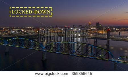 Multi Colors Of Light Hit The Big Four Bridge Before Sunrise Around Lousville Kentucky