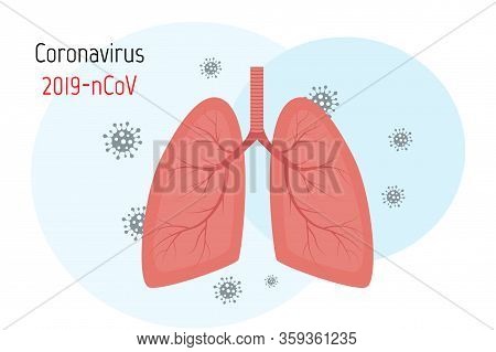 Virus Cells In Lung. Infected Lungs. Coronavirus, Covid-19. 2019-ncov. Lung Disease, Pneumonia, Asth
