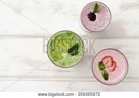 Assortment Of Colored Berry Vegetable Fruit Smothie