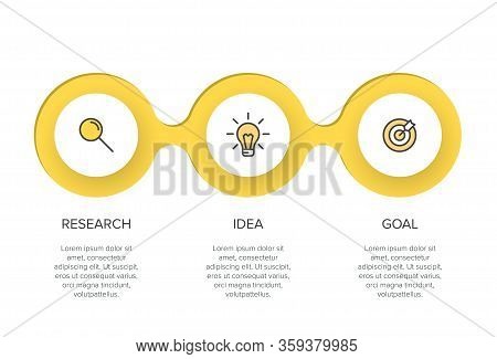 Concept Of Arrow Business Model With 3 Successive Steps. Three Colorful Design Elements. Timeline De