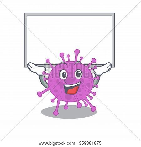 Mascot Design Of Avian Coronavirus Lift Up A Board