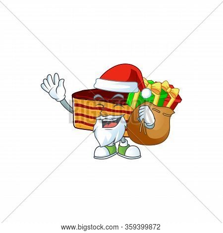 Santa Dobos Torte Cartoon Character Design With Sacks Of Gifts