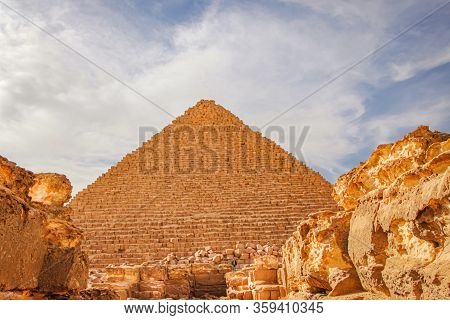 The Ancient Pyramid Of Chefren In Giza, Egypt