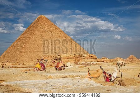 The Ancient Pyramid Of Chefren In Giza, Egypt
