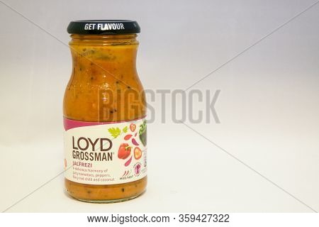 Torrevieja, Valenciana, Spain - Apr 04 2020 : Jar Of Loyd Grossman Jalfrezi Sauce With Copy Space.