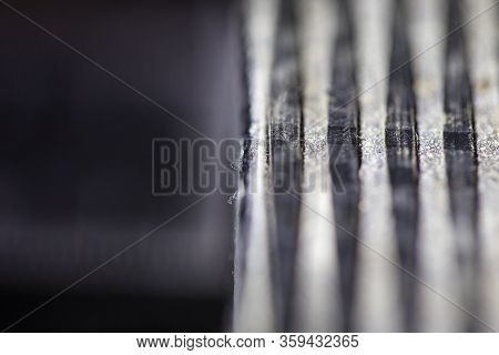 Macro View Of Old And Worn Measuring Instrument Units In Inches Centimeter Milimeter