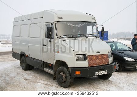 Ufa, Russia - February 2, 2008: Grey Cargo Van Zil 5301cc Bychok In The City Street.