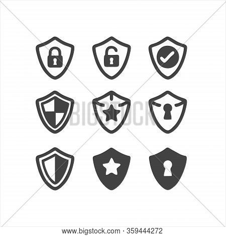 Simple Security Icon Set, Shield Icon Set, Vector Simple Shield Icon Set, Filled Flat Sign, Protecti