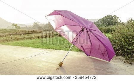 Umbella With Landscape Mountain Background, Vintage Tone