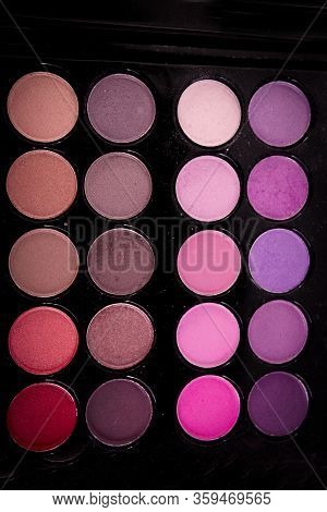 Color Palette With Eyeshadow Powde. Sample Book