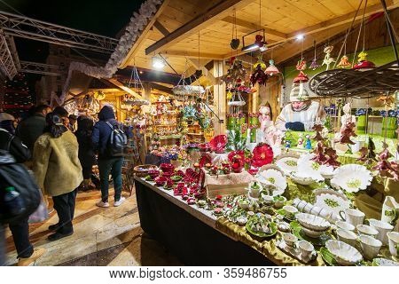 People Enjoying The Colorful Budapest Christmas Maekets, Hungary