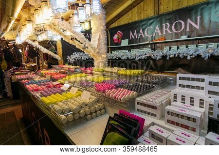 People Enjoying The Colorful Budapest Christmas Maekets, Hungary
