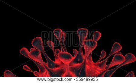 Coronavirus In 3d Rendering. A Dangerous Non- Cellular Infectious Covid-19 Virus That Multiplies Ins
