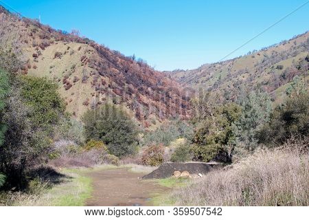 Panoramic View Of The Intersection Of Two Hillsides, One Burnt By The Wragg Fire In 2015, And The Ot
