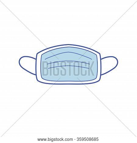 Face Protect Blue Mask Flat Vector Illustration