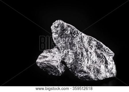 Chrome Stone Extracted From Mine, Isolated Black Background.