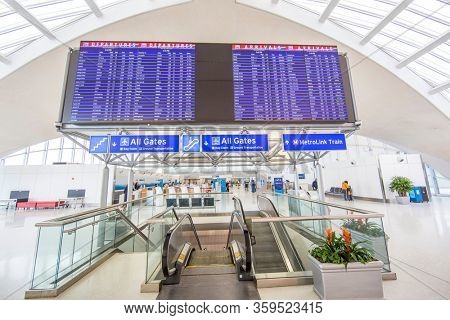 St.Louis International Airport Bridgeton Missouri, U.S.A, March 23rd 2020 : St Louis Airport empty at normal rush morning Time Due to Covid-19 outbreak