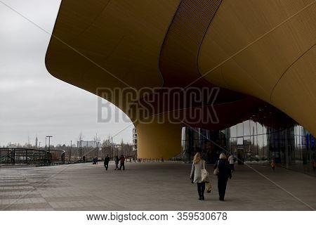 Helsinki, Finland - January 17, 2020: Entrance To The Helsinki Central Library Oodi