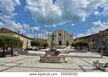 Image Of The Square Of Cerreto Sannita, A Village In The Province Of Benevento In Italy