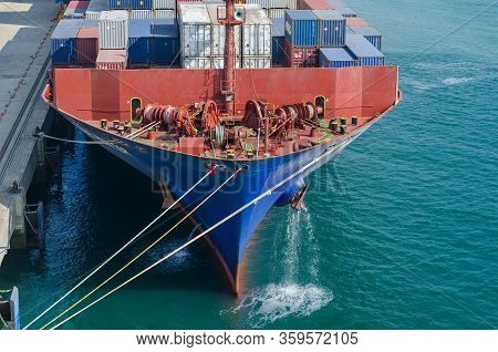 Mundra, India - December 31: Forecastle Of The Container Vessel In Port Of Mundra On December 31, 20